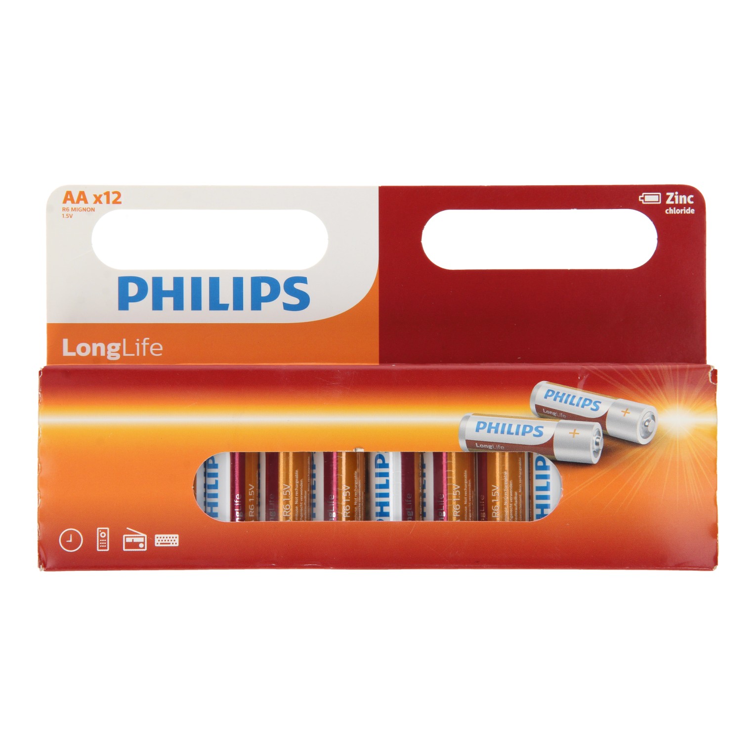 Philips Longlife Batterij Zinc AA/R6, 12st.