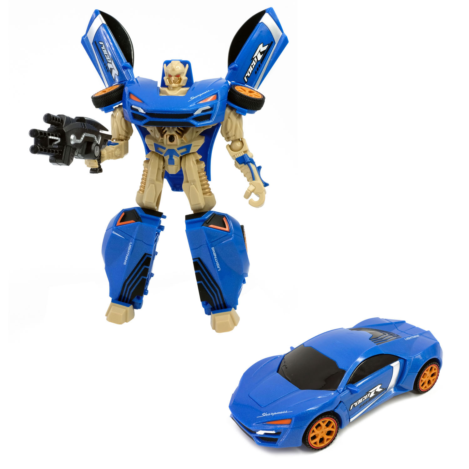 Roboforces Veranderrobot - Raceauto Blauw