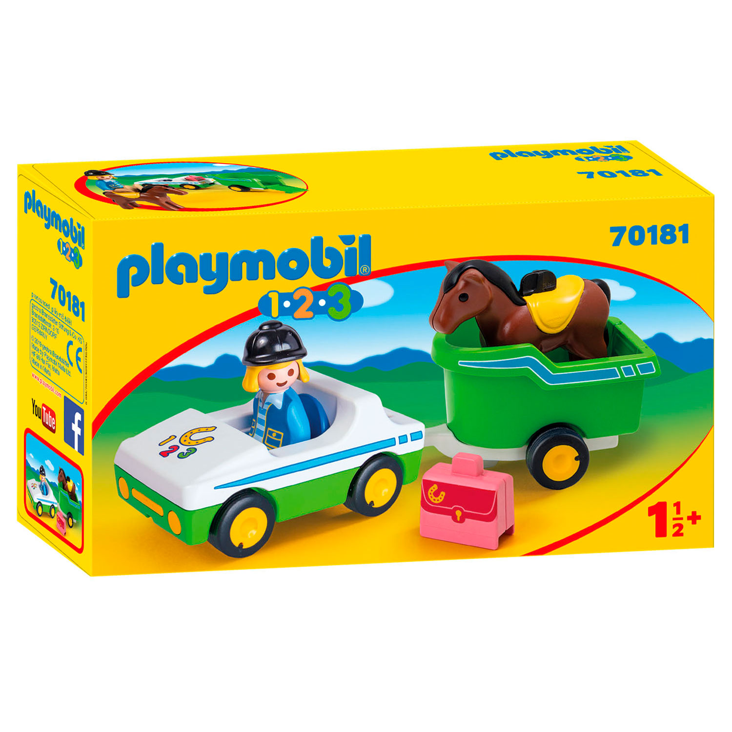 Playmobil 1.2.3. Wagen met Paardentrailer - 70181