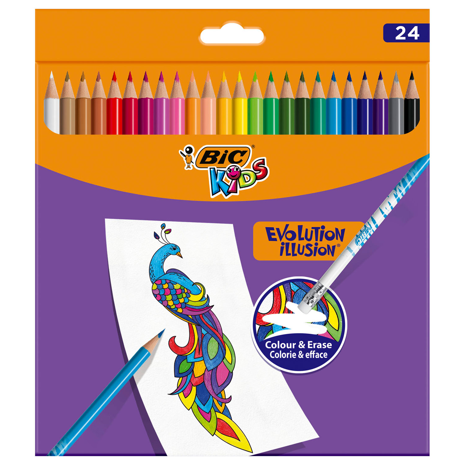 BIC Kids Evolution Uitgumbare Kleurpotloden, 24st. BIC Kids Evolution Uitgumbare Kleurpotloden, 24st.