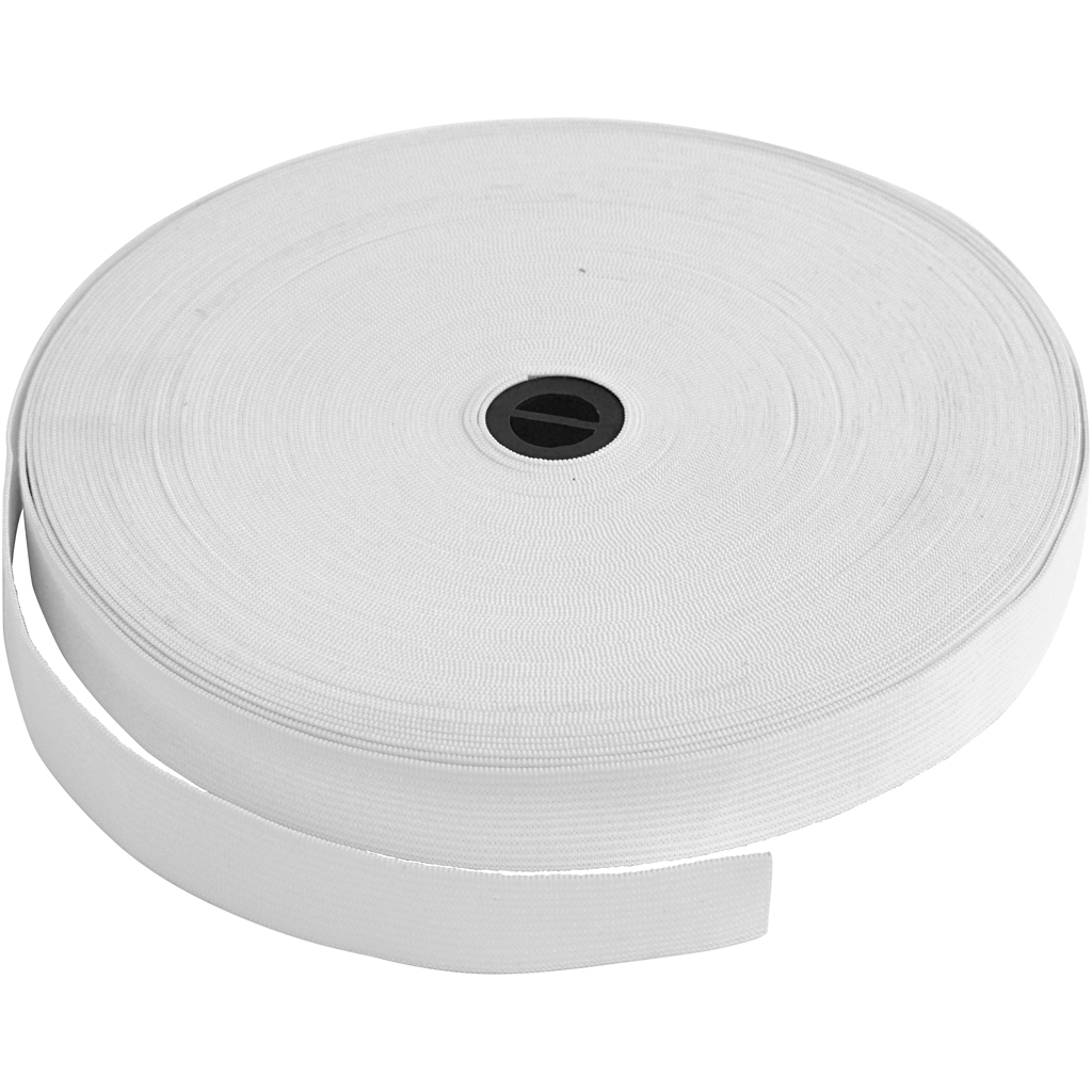 Elastiek Dikte 20mm Wit, 25m Elastiek Dikte 20mm Wit, 25m