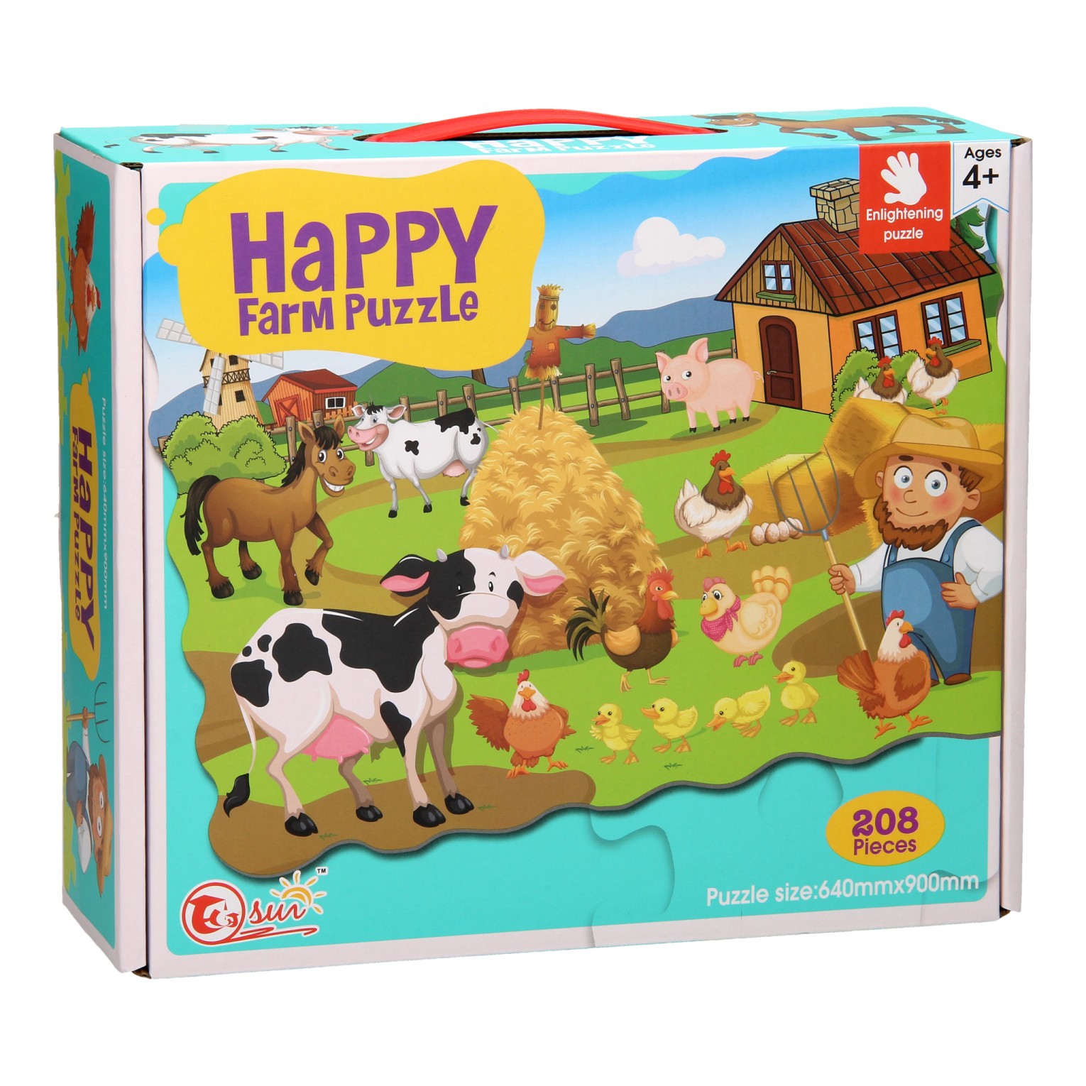 Happy Farm MEGA Puzzel, 208st. (90x64cm)